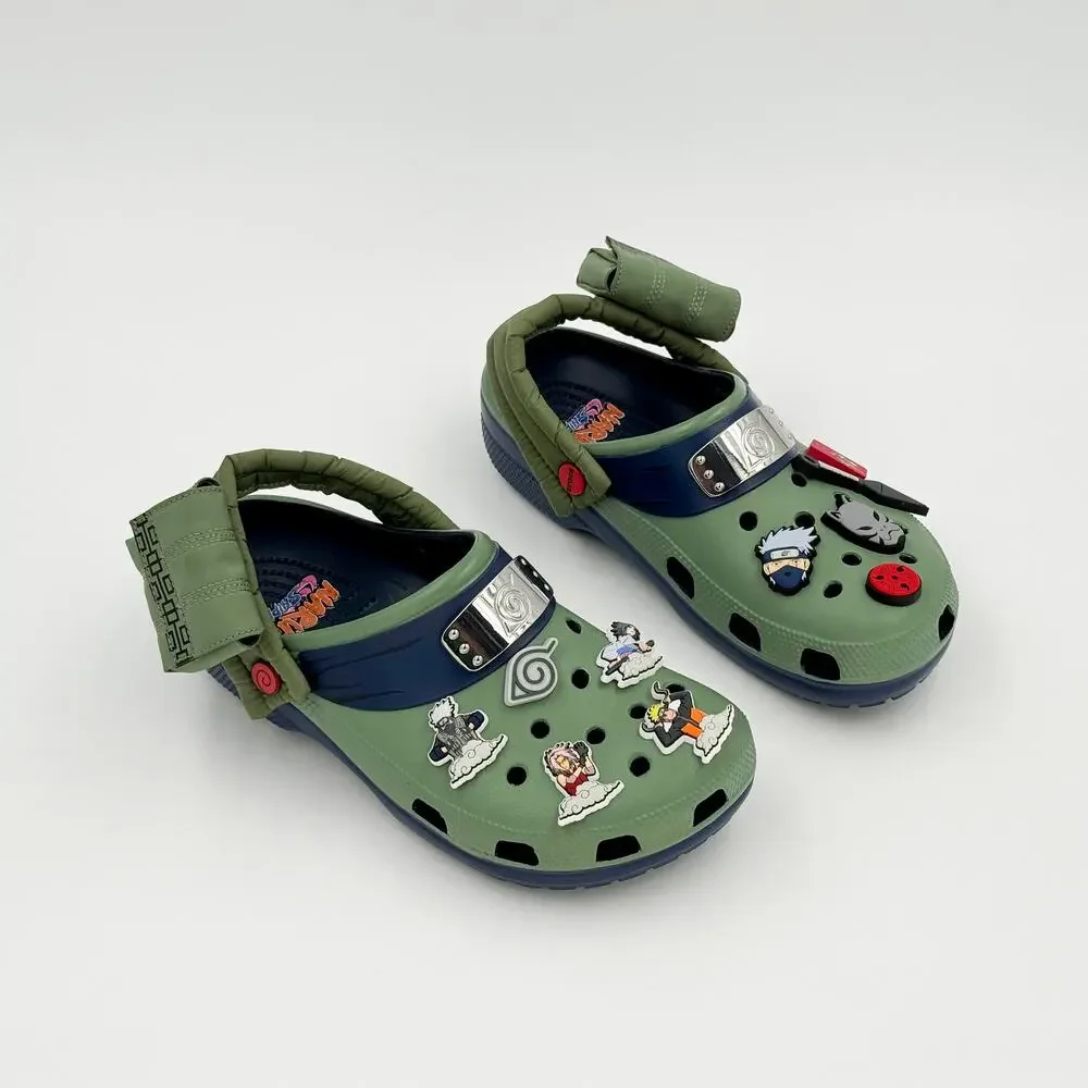 Crocs x Naruto Shippuden Kakashi Clogs M9 W11 Green Blue Jibbitz Charms Anime